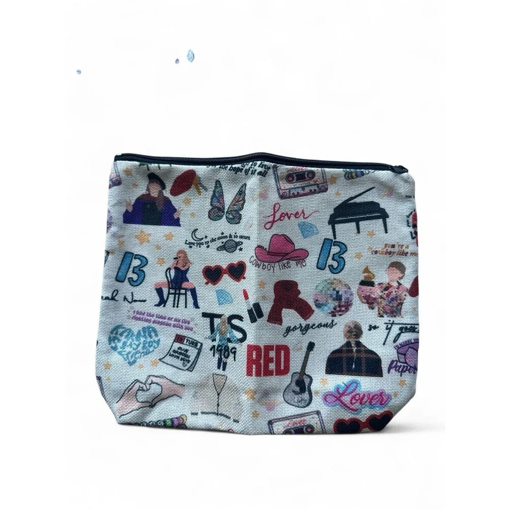 Taylor Swift Cosmetic Makeup Bag Bracelets Lover Earrings Tattoos Straw Toppers